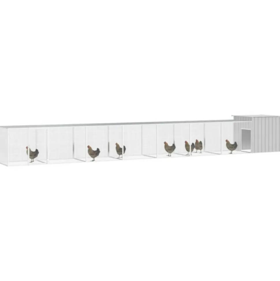 VIDAXL - Cage pour poules gris 700x91x100 cm acier galvanisé