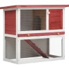 VIDAXL - Clapier d extérieur 1 porte rouge bois