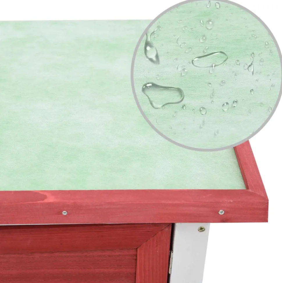 VIDAXL - Clapier d extérieur 1 porte rouge bois