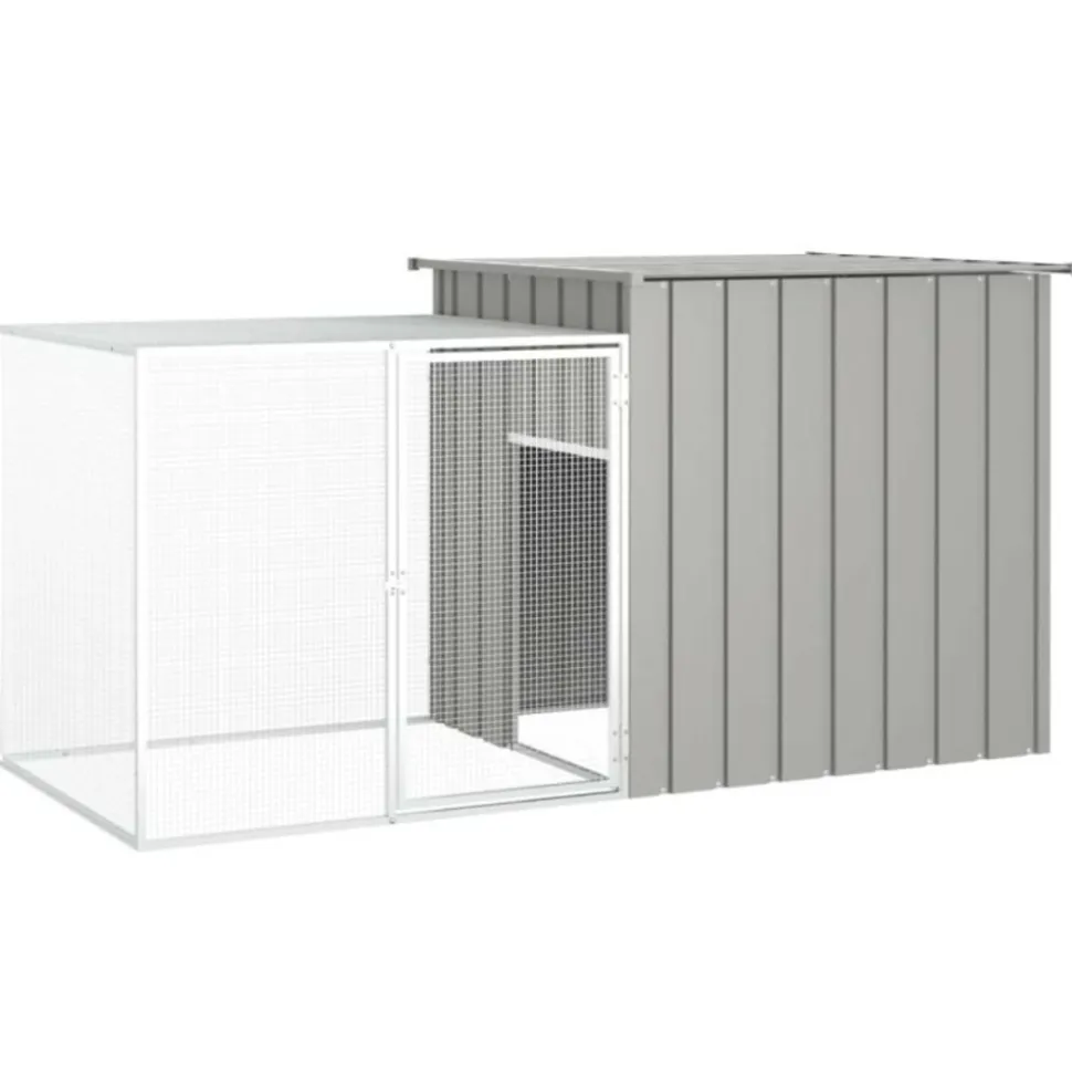VIDAXL - Clapier gris 200x91x100 cm acier galvanisé