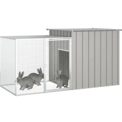 VIDAXL - Clapier gris 200x91x100 cm acier galvanisé