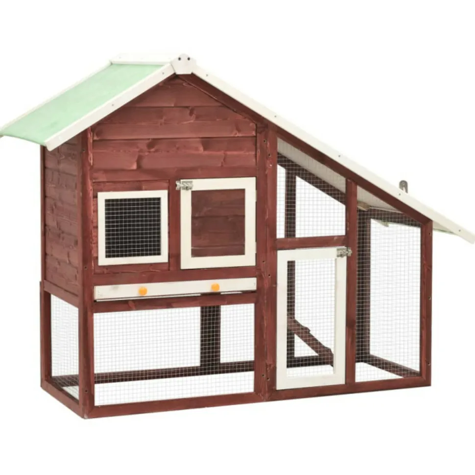 VIDAXL - Clapier moka et blanc 140x63x120 cm bois de sapin massif
