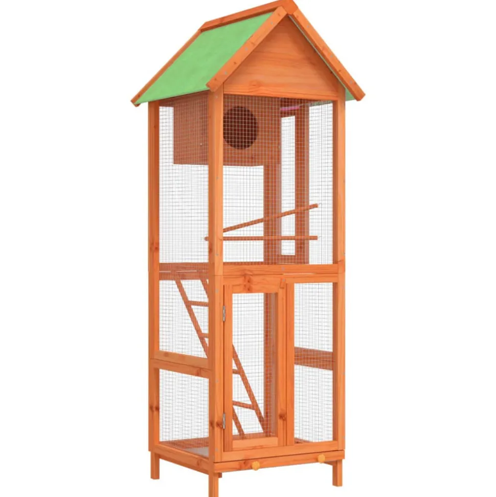 VIDAXL - Maison à oiseaux marron 60x58,5x160 cm bois massif de pin