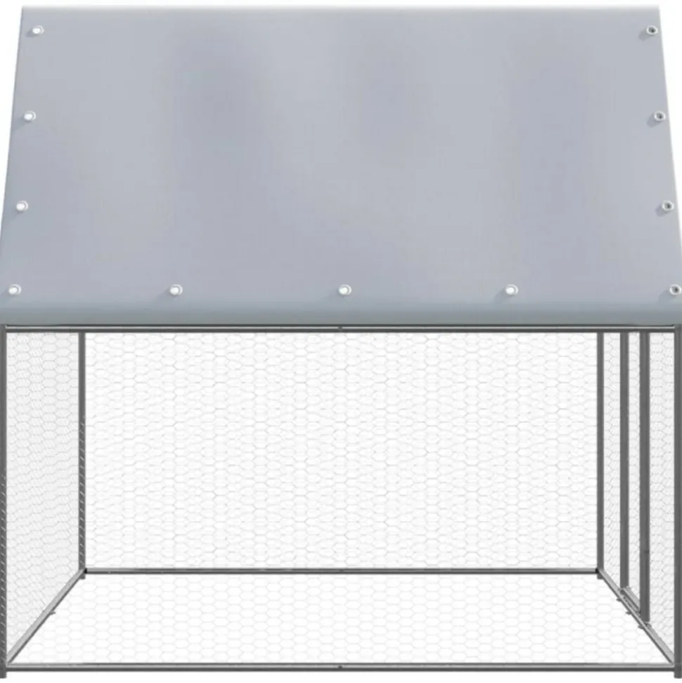 VIDAXL - Poulailler argenté et gris 2x2x2 m acier galvanisé