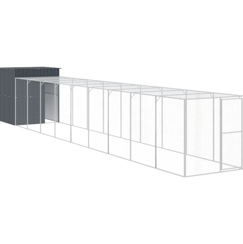 VIDAXL - Poulailler avec cour anthracite 165x1067x181 cm acier galvanisé