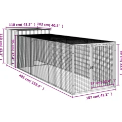 VIDAXL - Poulailler avec cour anthracite 110x405x110 cm acier galvanisé