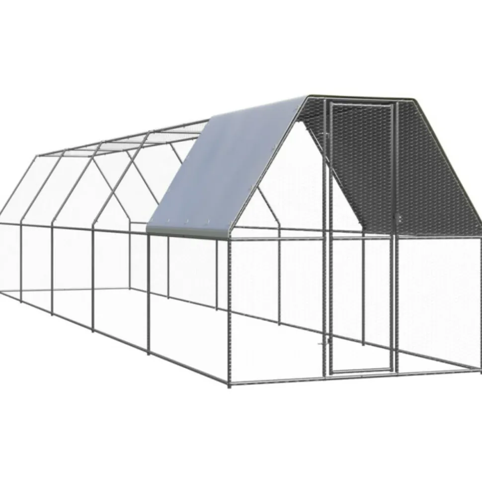 VIDAXL - Poulailler d extérieur 2x10x2 m acier galvanisé