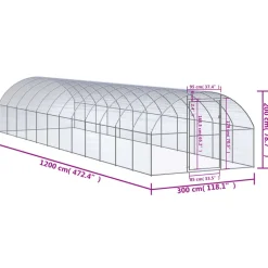 VIDAXL - Poulailler d extérieur 3x12x2 m acier galvanisé