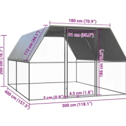 VIDAXL - Poulailler d extérieur 3x4x2 m acier galvanisé