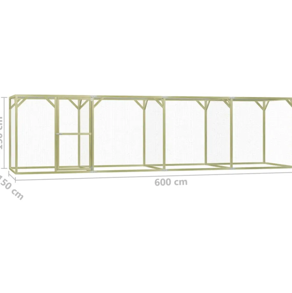 VIDAXL - Poulailler 1,5x6x1,5 m pinède imprégnée