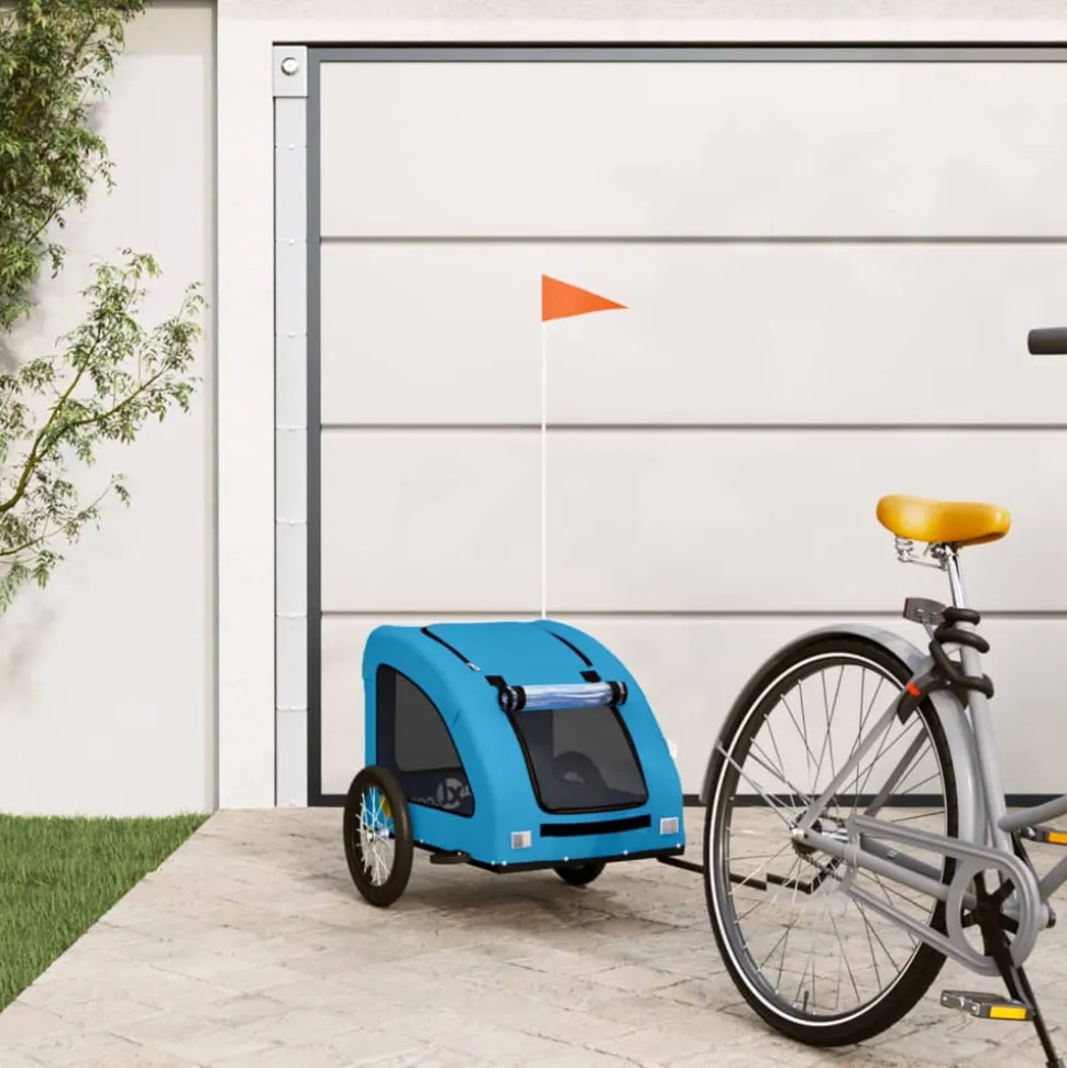 VIDAXL - Remorque de vélo pour animaux de compagnie bleu