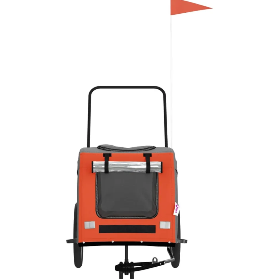 VIDAXL - Remorque de vélo pour animaux de compagnie orange et gris