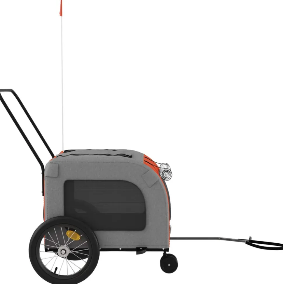 VIDAXL - Remorque de vélo pour animaux de compagnie orange et gris