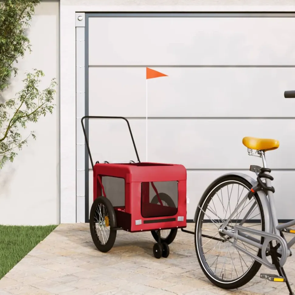 VIDAXL - Remorque de vélo pour animaux de compagnie rouge et noir