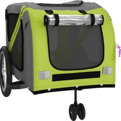VIDAXL - Remorque de vélo pour animaux de compagnie vert et gris