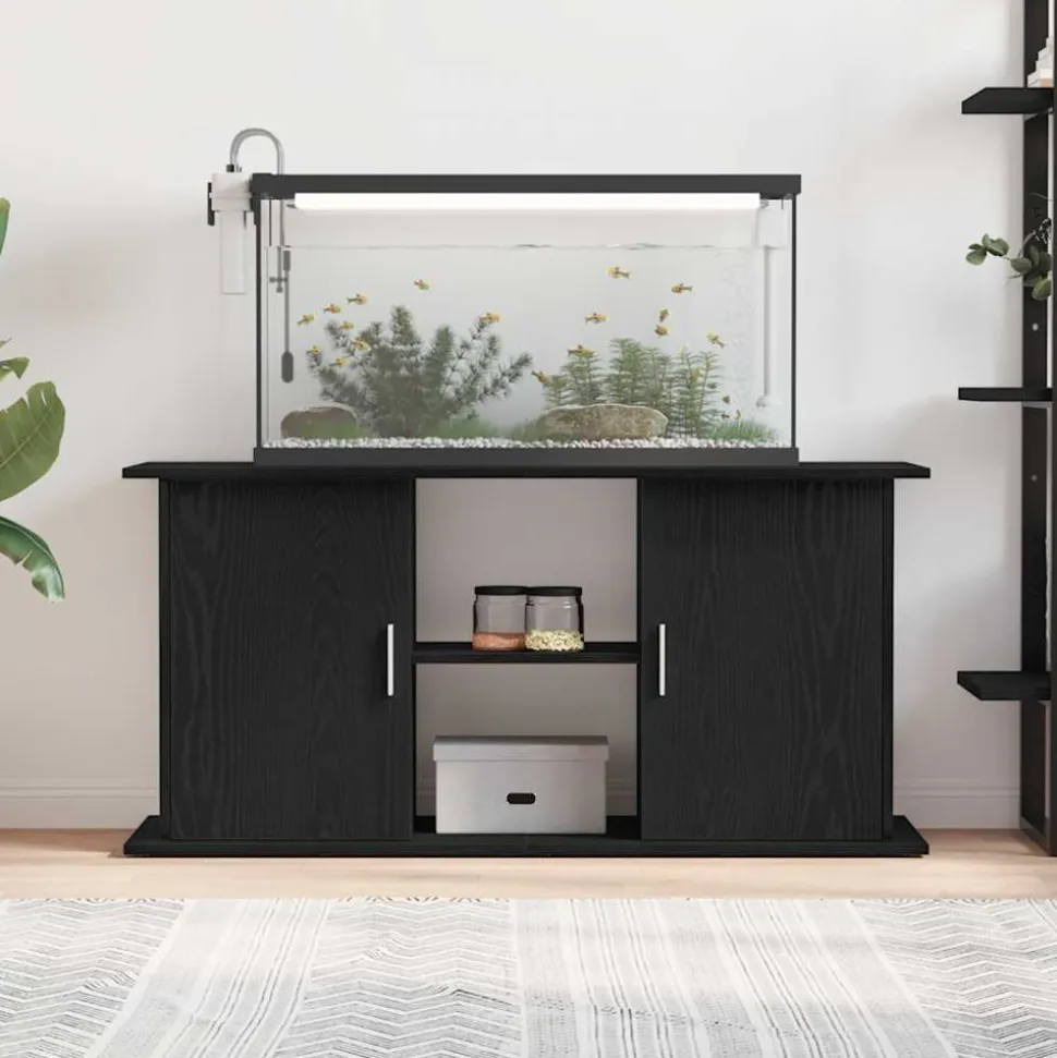 VIDAXL - Support d'aquarium chêne noir 121x41x58 cm bois d'ingénierie