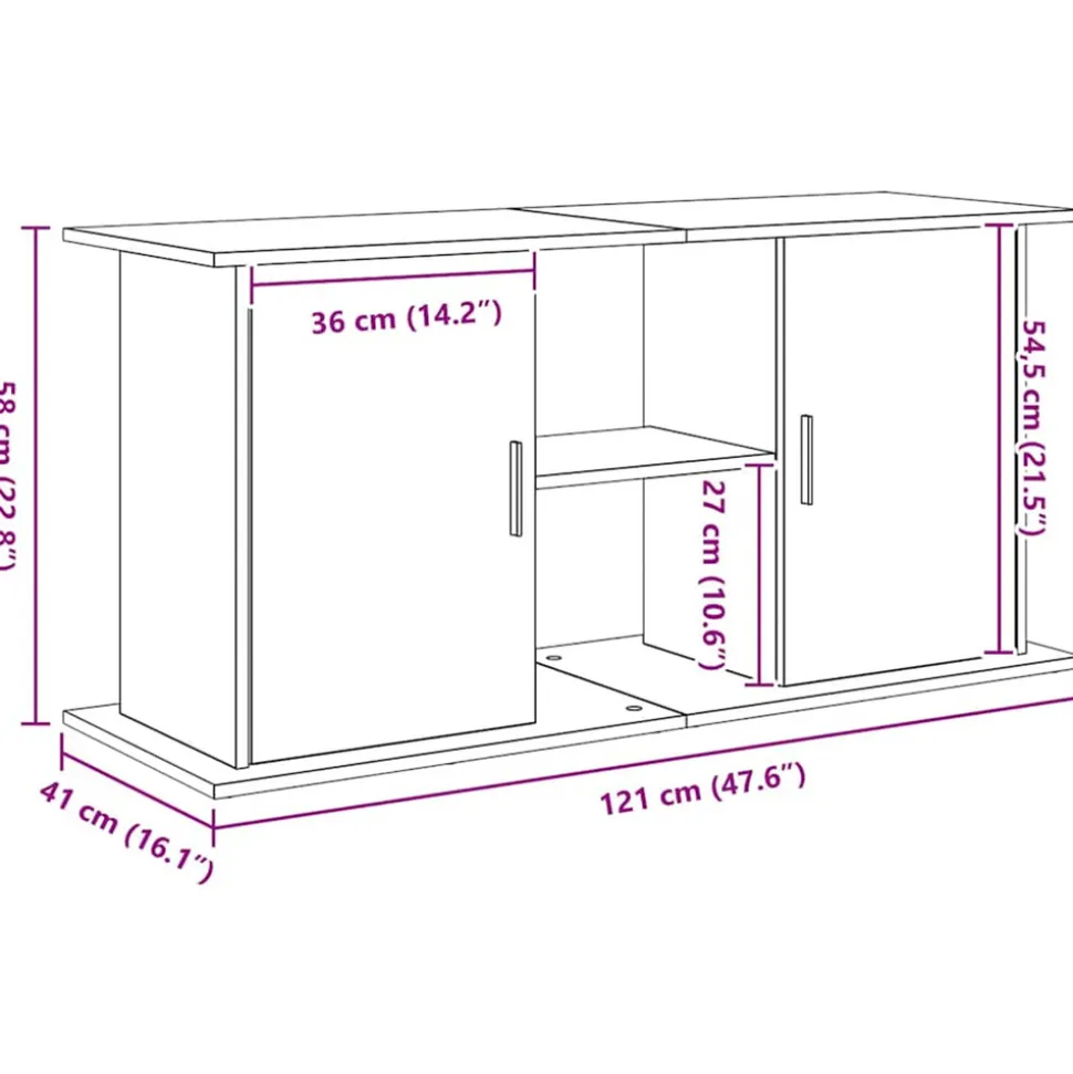 VIDAXL - Support d'aquarium chêne noir 121x41x58 cm bois d'ingénierie