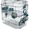 ZOLUX - Cage sur 2 étages pour hamsters, souris et gerbilles - rody3 duo - l 41 x p 27 x h 40,5 cm - bleu