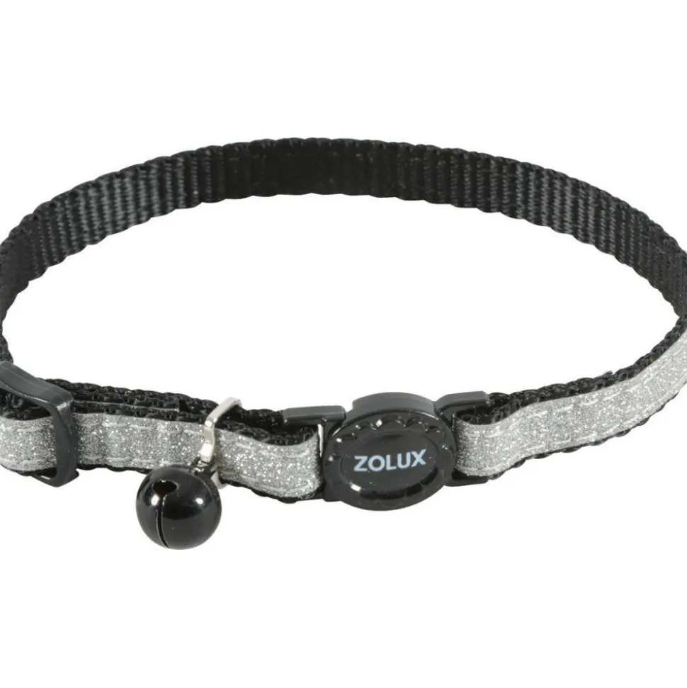 ZOLUX - Collier shiny nylon réglable de 17 à 30 cm, noir pour chat