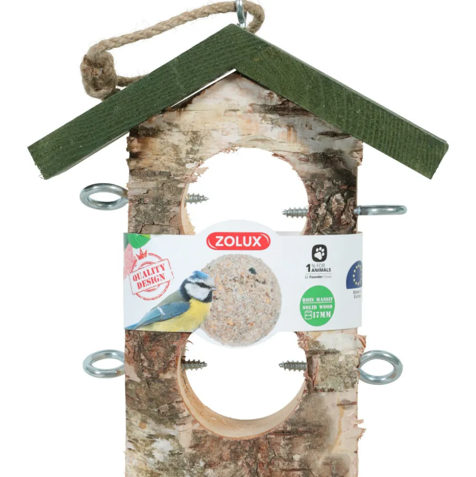 ZOLUX - Support 2 boules de graisse en bois massif pour oiseaux