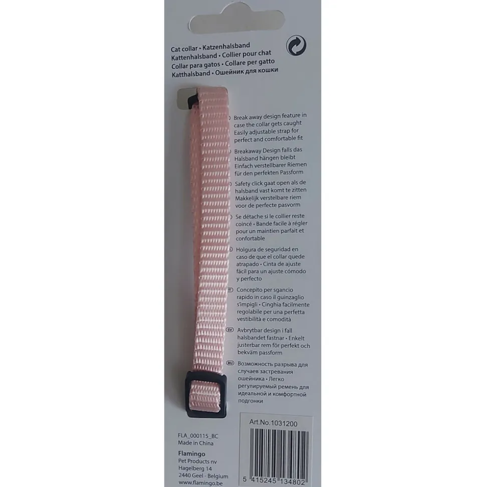ANIMALLPARADISE - Collier réglable de 19 à 30 cm rose clair avec clochette pour chat
