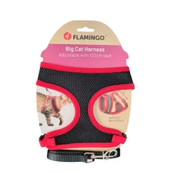 ANIMALLPARADISE - Harnais pour grand chat, couleur noir et rouge, taille l, réglable
