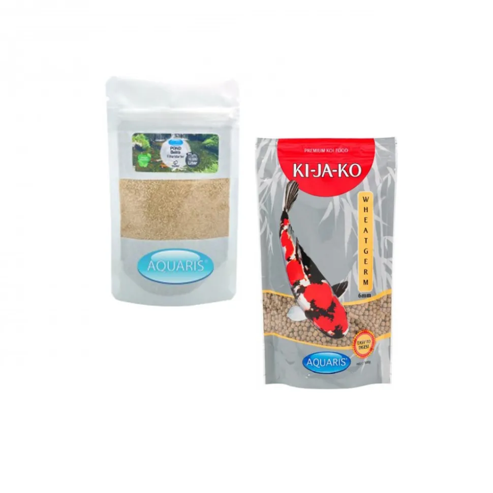 AQUARIS - Lot économique avec wheatgerm 1 kg / 6mm et produits d’entretien pond bakto 50g