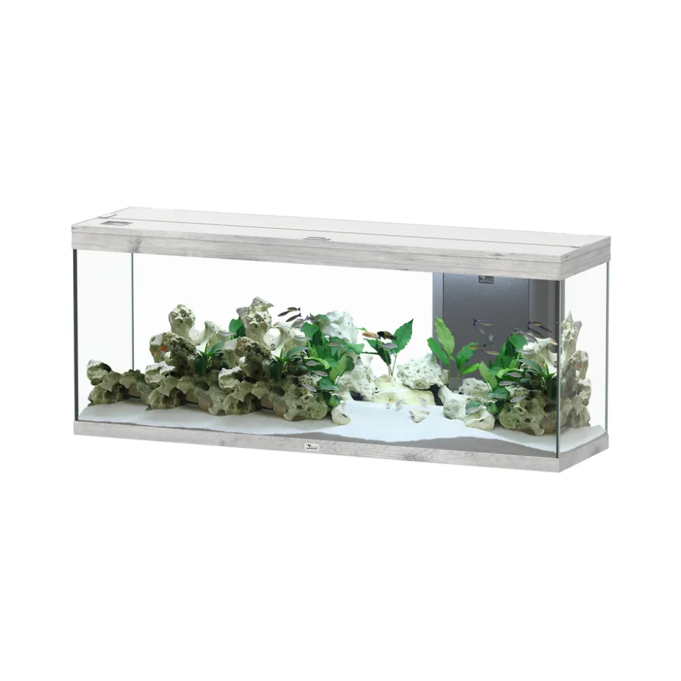 AQUATLANTIS - Aquarium équipé Splendid Led 2.0 Chêne Blanc L.150xP.40xH.61cm