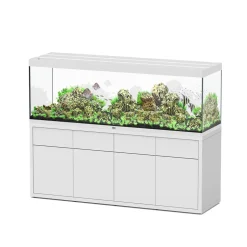 AQUATLANTIS - Meuble avec aquarium Sublime en bois blanc - 198,5x58,9x83 cm
