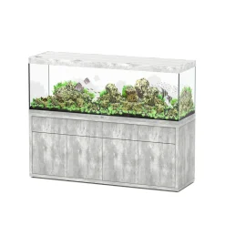 AQUATLANTIS - Meuble avec aquarium Sublime en bois béton - 198,5x58,9x83 cm