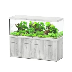 AQUATLANTIS - Meuble avec aquarium Sublime en bois chêne blanc - 198,5x68,8x83 cm