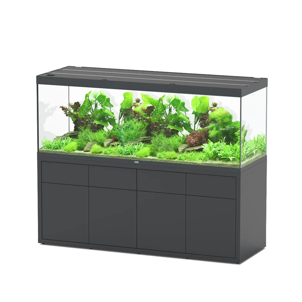 AQUATLANTIS - Meuble avec aquarium Sublime en bois gris - 198,5x68,8x83 cm