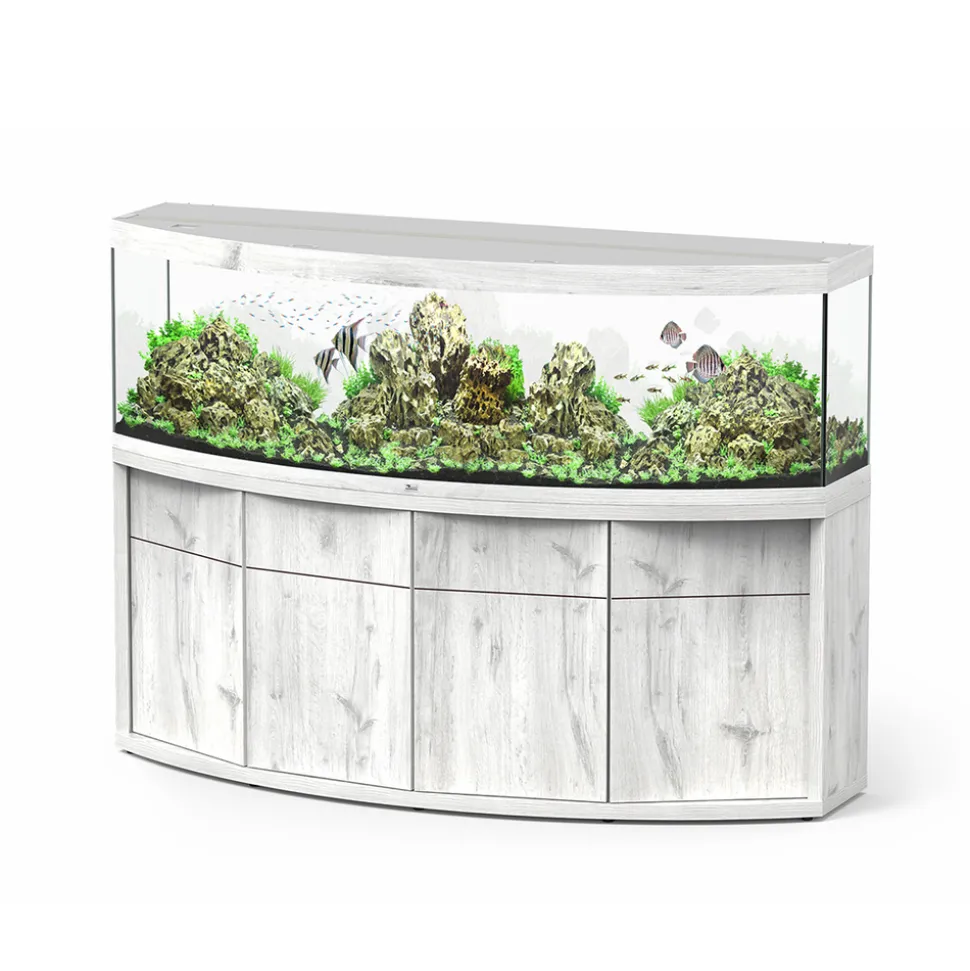 AQUATLANTIS - Meuble avec aquarium Sublime Horizon bois chêne blanc 200,5x66,6x83 cm