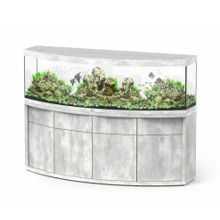 AQUATLANTIS - Meuble avec aquarium Sublime Horizon en bois béton - 200,5x66,6x83 cm