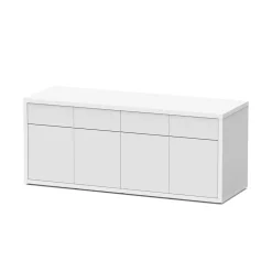 AQUATLANTIS - Meuble d'aquarium avec 4 portes Sublime Blanc L.200xP.70xH.83cm