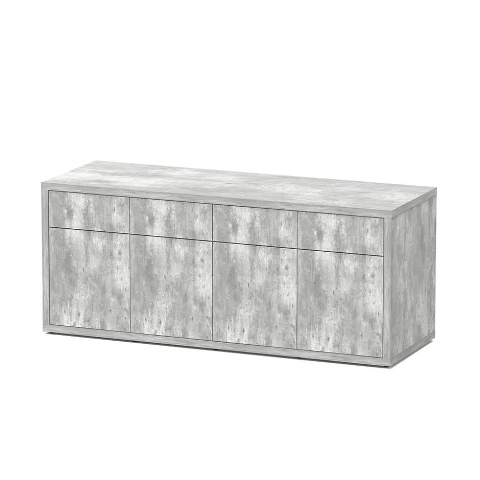 AQUATLANTIS - Meuble d'aquarium avec 4 portes Sublime Béton L.200xP.70xH.83cm
