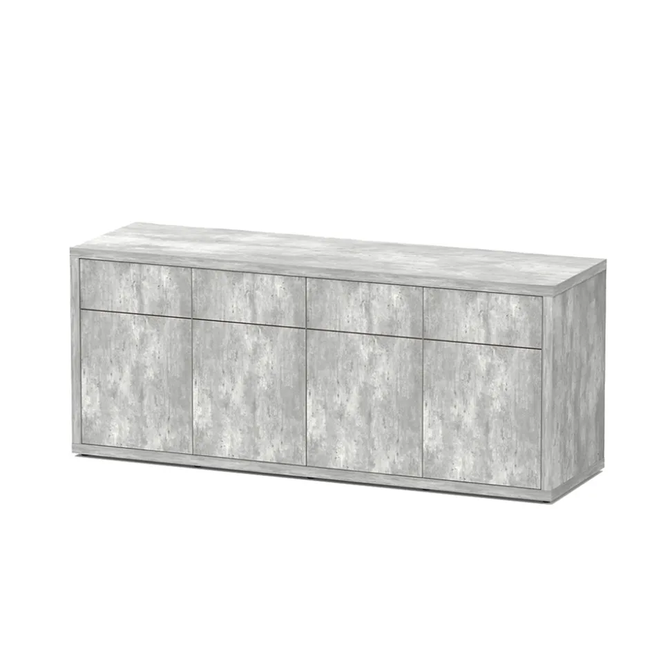 AQUATLANTIS - Meuble d'aquarium avec 4 portes Sublime Béton L.200xP.60xH.83cm