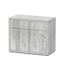 AQUATLANTIS - Meuble d'aquarium avec 2 portes Sublime 100 Chêne Blanc L.100xP.50cm
