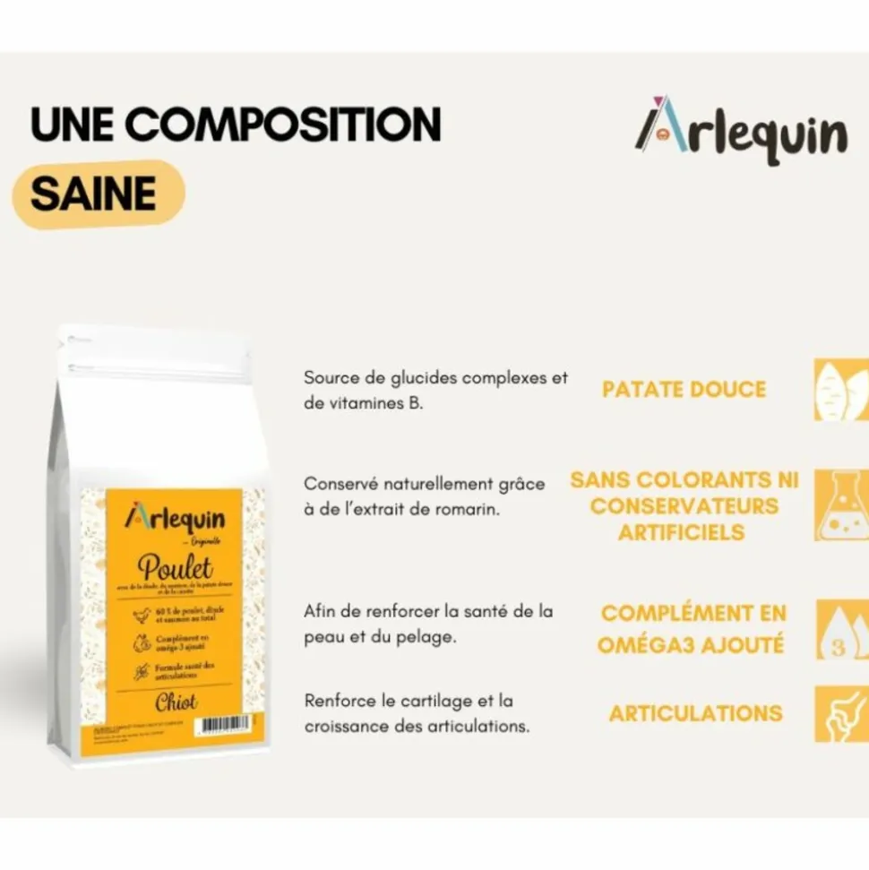 ARLEQUIN ORIGINELLE - Croquette chien sans céréales arlequin originelle poulet 2 kg