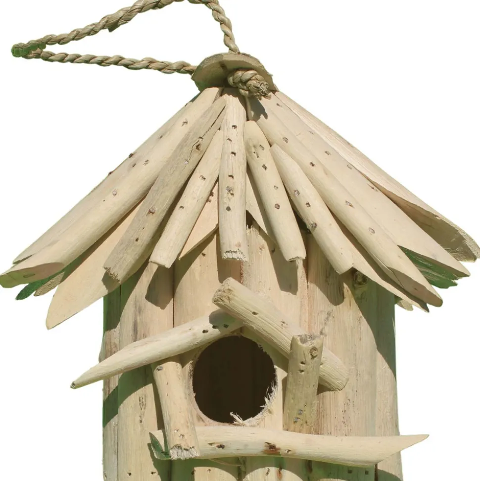 ARTXLIGHT - Nichoir carré en bois d'albésia à suspendre 19 x 19 x 20 cm