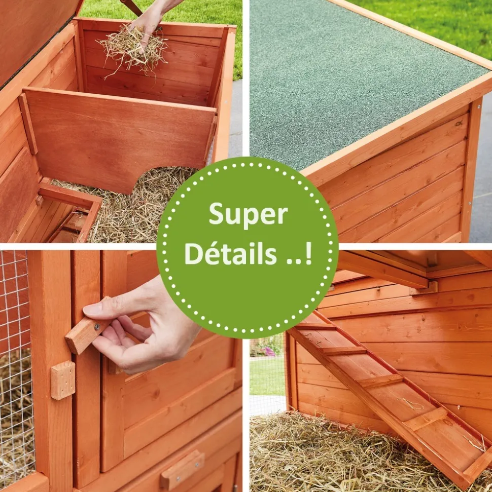 BB LOISIR - Cage clapier enclos lapin extérieur en bois haute qualité pour lapins petits animaux- modèle : 022 mukkel 104 x 55 x 94 cm
