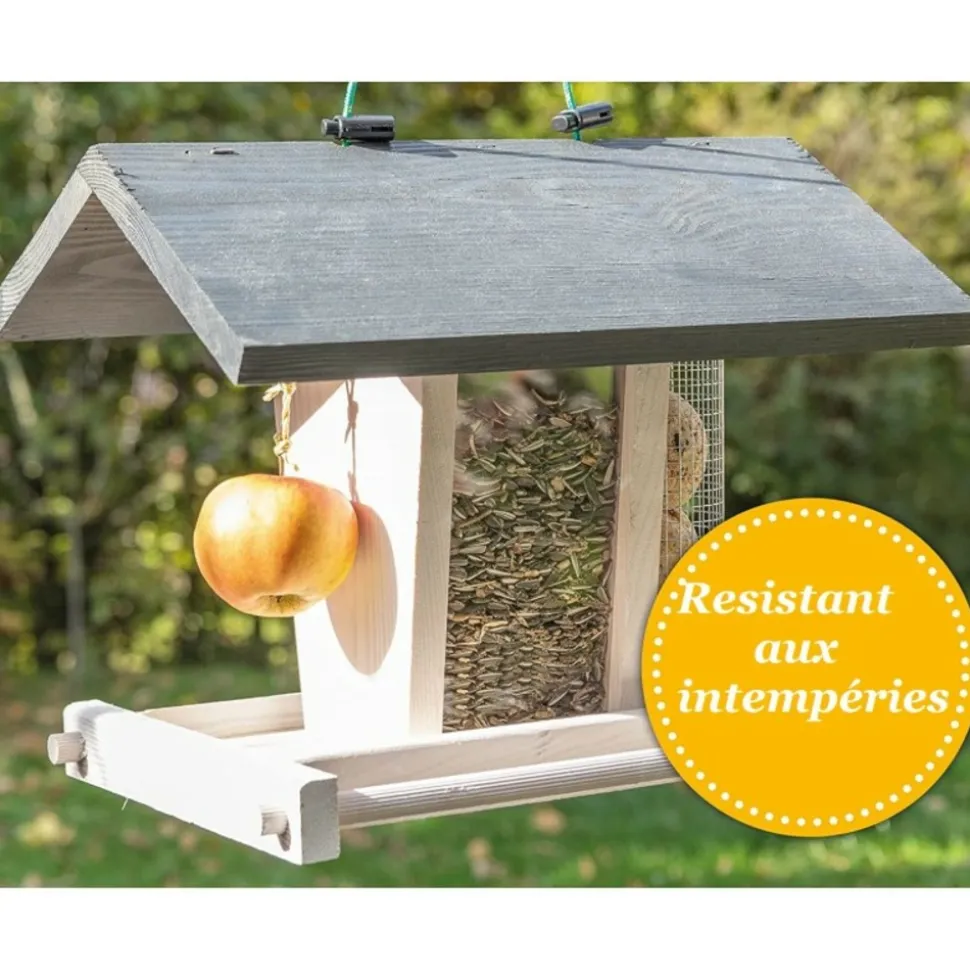 BB LOISIR - Mangeoire oiseaux extérieur à suspendre pour oiseaux sauvages pour jardin balcon distributeur de graines«324 cabane gris blanc»