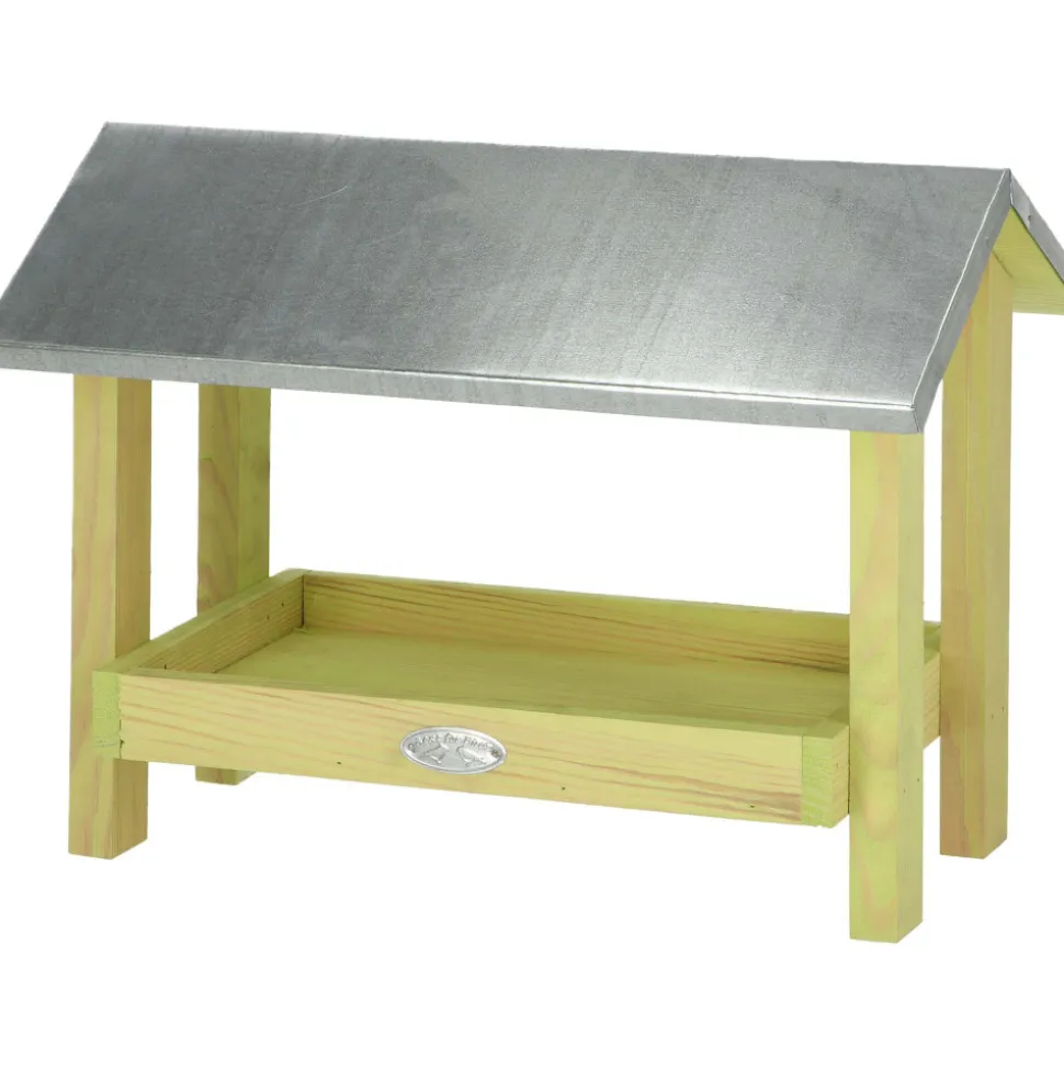 BEST FOR BIRDS - Mangeoire de sol en pin avec toit en zinc