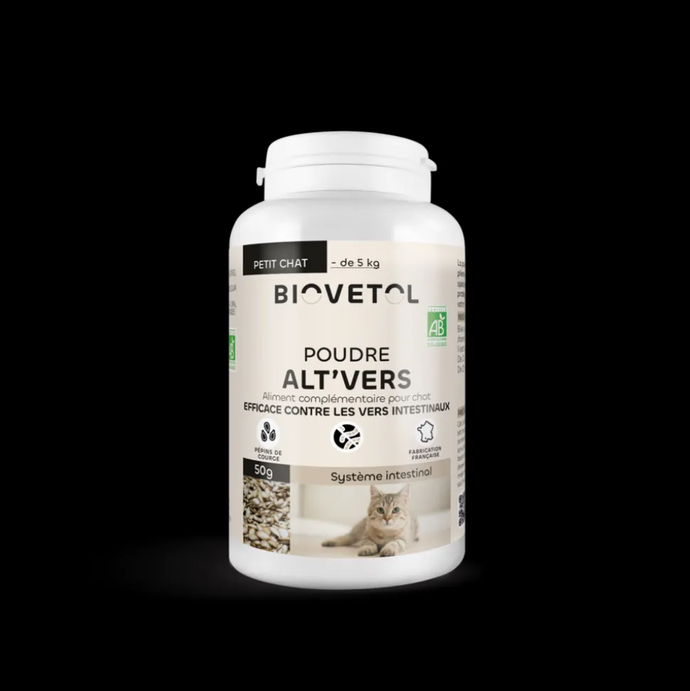 BIOVETOL - Poudre contre les vers - alt'vers petit chat bio 50g