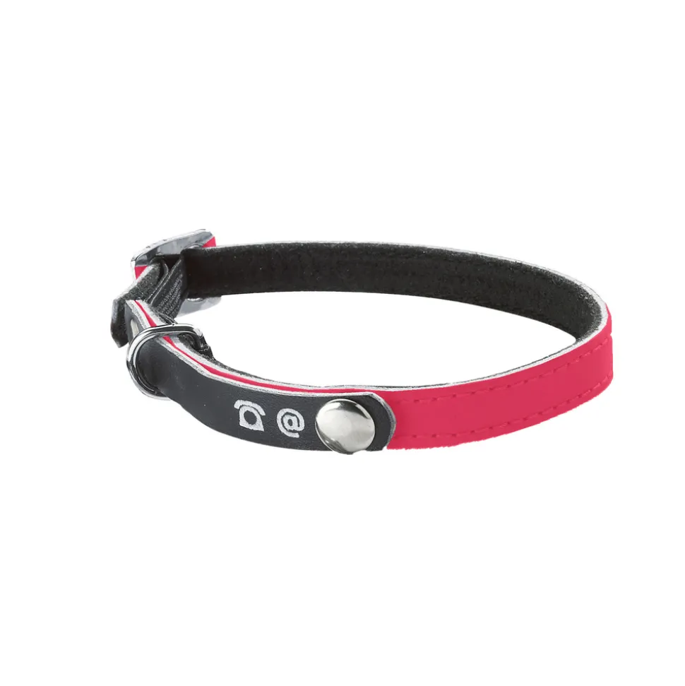 BOBBY - Collier pour chat, réfléchissant, porte-adresse rose foncé 30cm