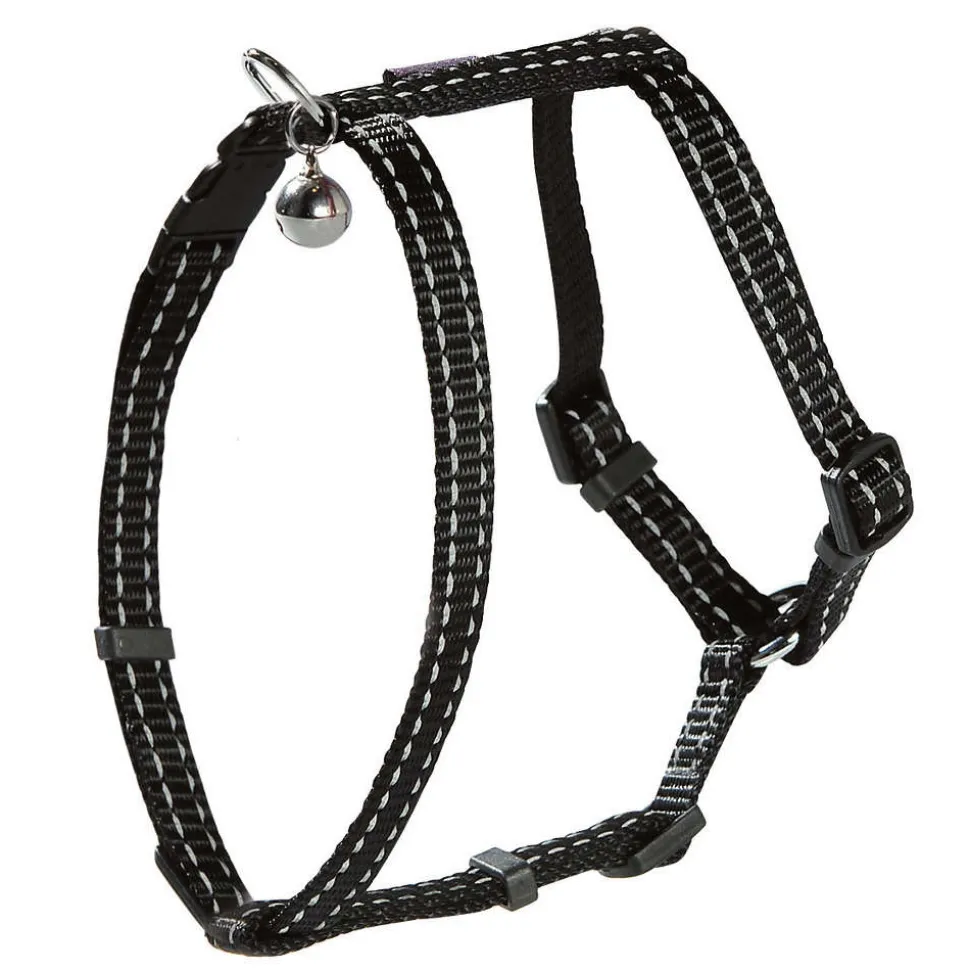 BOBBY - Pack Safe pour chat : harnais et laisse nylon noir