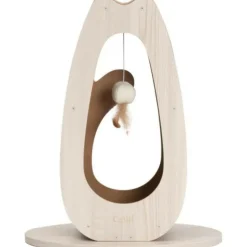 CAT IT - Griffoir pour chat - catit - pixi grand - avec balle en tissu et plume - aspect chene naturel