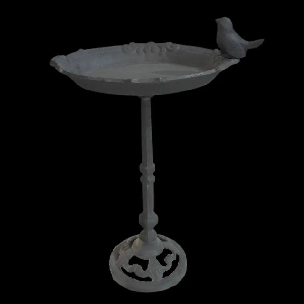 CHEMIN DE CAMPAGNE - Bain d’oiseaux en fonte gris 25 x 18.5 x 39.5 cm