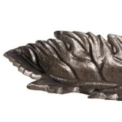 CHEMIN DE CAMPAGNE - Mangeoire à oiseaux abreuvoir jardin feuille en fonte marron 26cm