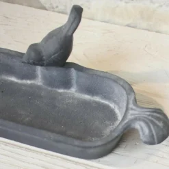 CHEMIN DE CAMPAGNE - Mangeoire à oiseaux abreuvoir jardin fonte grise 26cm